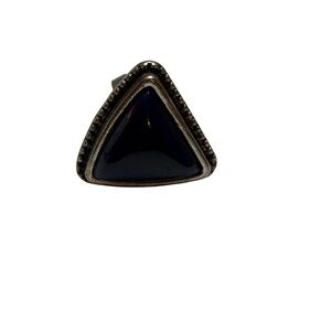 Elegant Black and Silver Triangle Ring